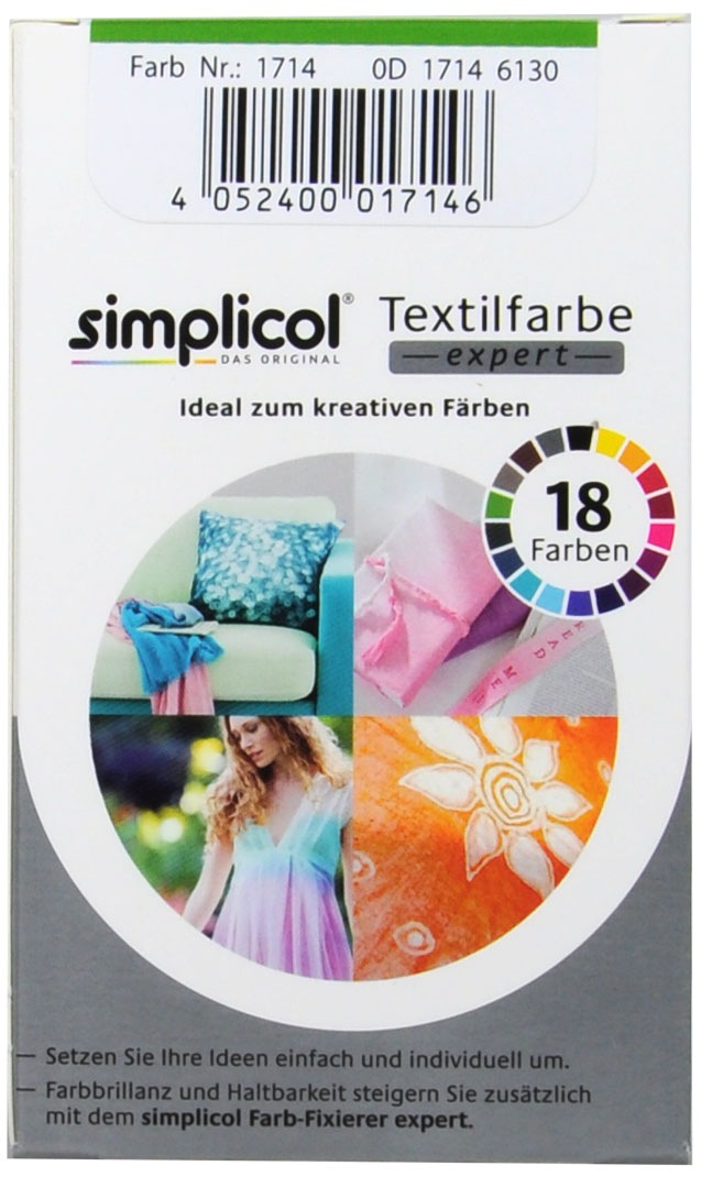 Simplicol Expert Apfel-Grün Textilfarbe - 1714 - 150 g Simplicol Expert Apfel-Grün Textilfarbe - 1714 - 150 g