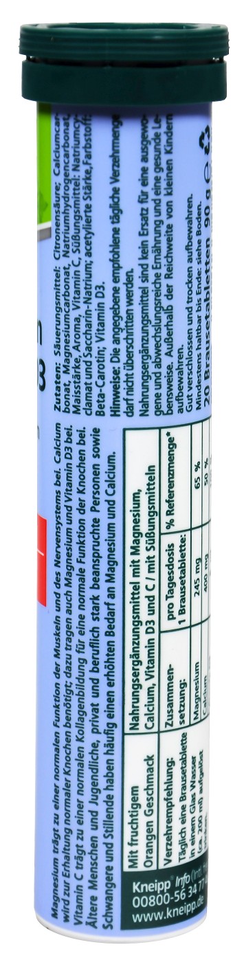Kneipp Magnesium + Calcium + D3 Brausetabletten - 20 Stück Kneipp Magnesium + Calcium + D3 Brausetabletten - 20 Stück