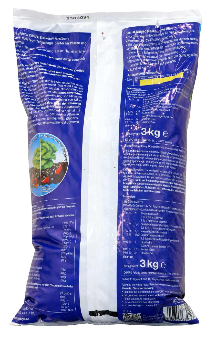 Compo Gartendünger Blaukorn NovaTec - 3 kg Compo Gartendünger Blaukorn NovaTec - 3 kg
