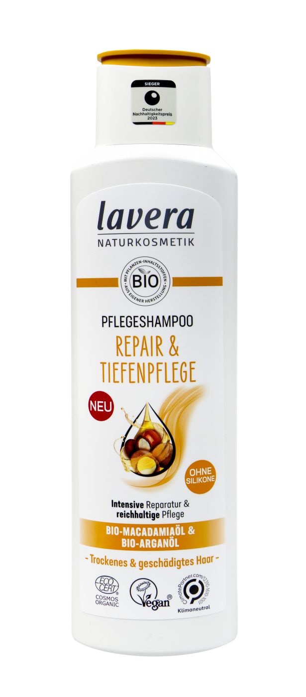 Lavera Pflegeshampoo Repair & Tiefenpflege Bio Macadamiaöl & Bio Arganöl - 250 ml Lavera Pflegeshampoo Repair & Tiefenpflege Bio Macadamiaöl & Bio Arganöl - 250 ml