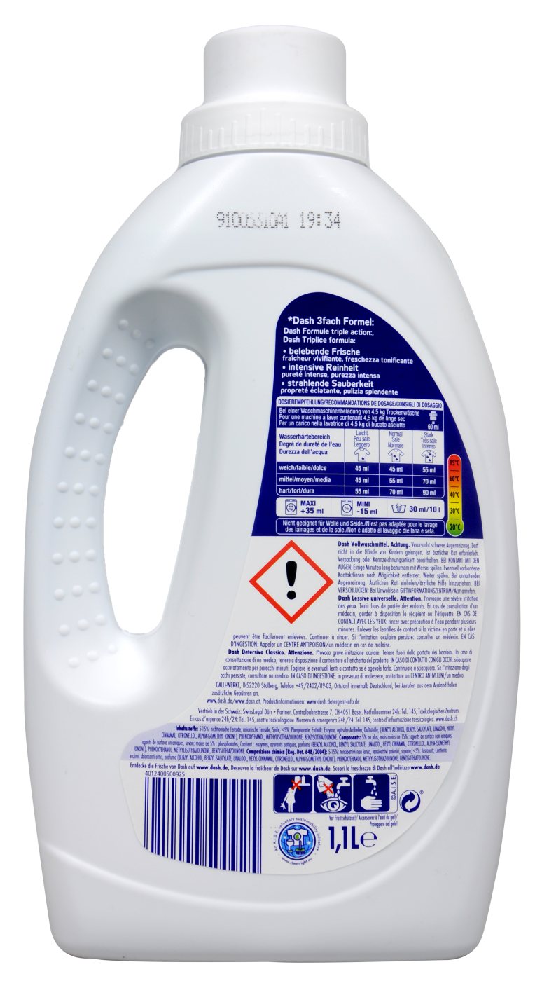 Dash Alpenfrische Waschmittel Flüssig 22 Waschladungen - 1,1 l Dash Alpenfrische Waschmittel Flüssig 22 Waschladungen - 1,1 l