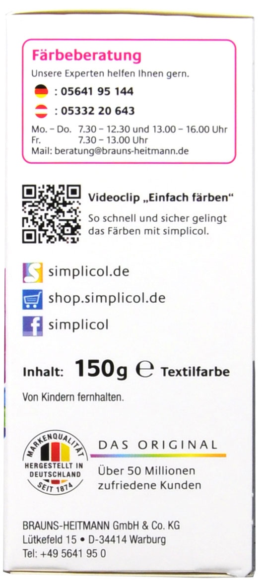 Simplicol Expert Südsee-Türkis Textilfarbe - 1711 - 150 g Simplicol Expert Südsee-Türkis Textilfarbe - 1711 - 150 g
