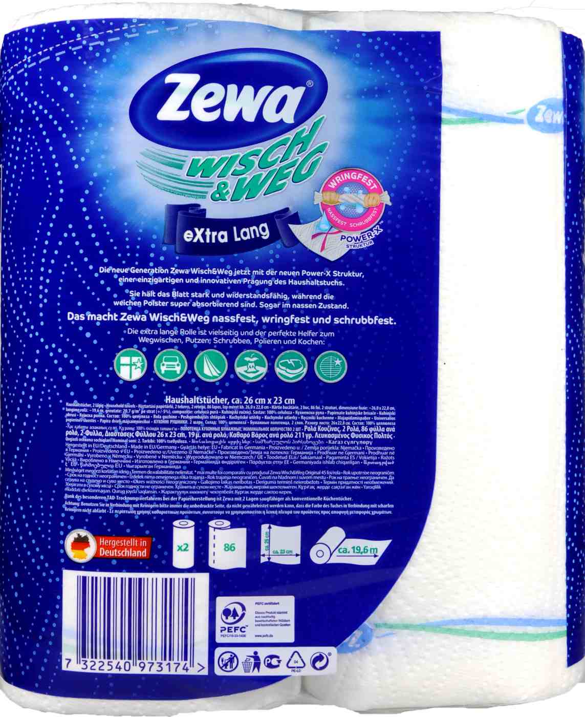 Zewa Wisch und Weg Klassik Original extra lang - 2 x 86 Zewa Wisch und Weg Klassik Original extra lang - 2 x 86