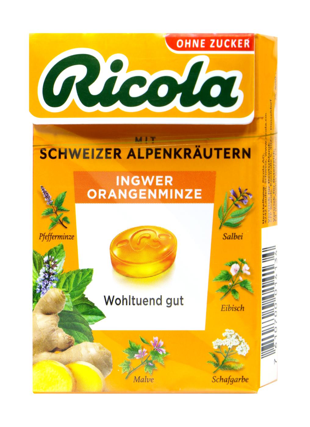 Ricola Böxli Ingwer Orangeminze zuckerfrei - 50 g Ricola Böxli Ingwer Orangeminze zuckerfrei - 50 g