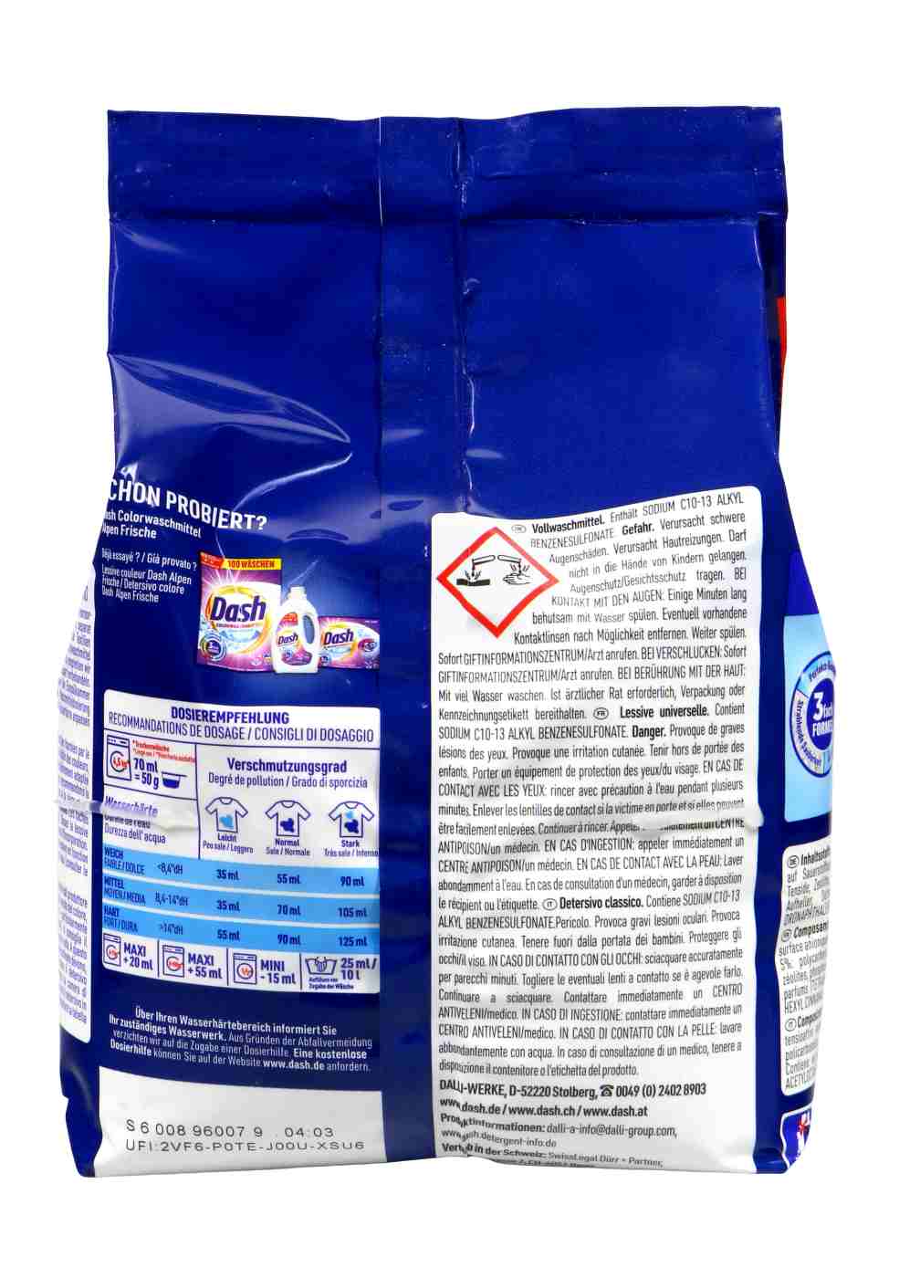 Dash Alpen Frische Waschmittel Pulver 19 Waschladungen - 0,95 kg