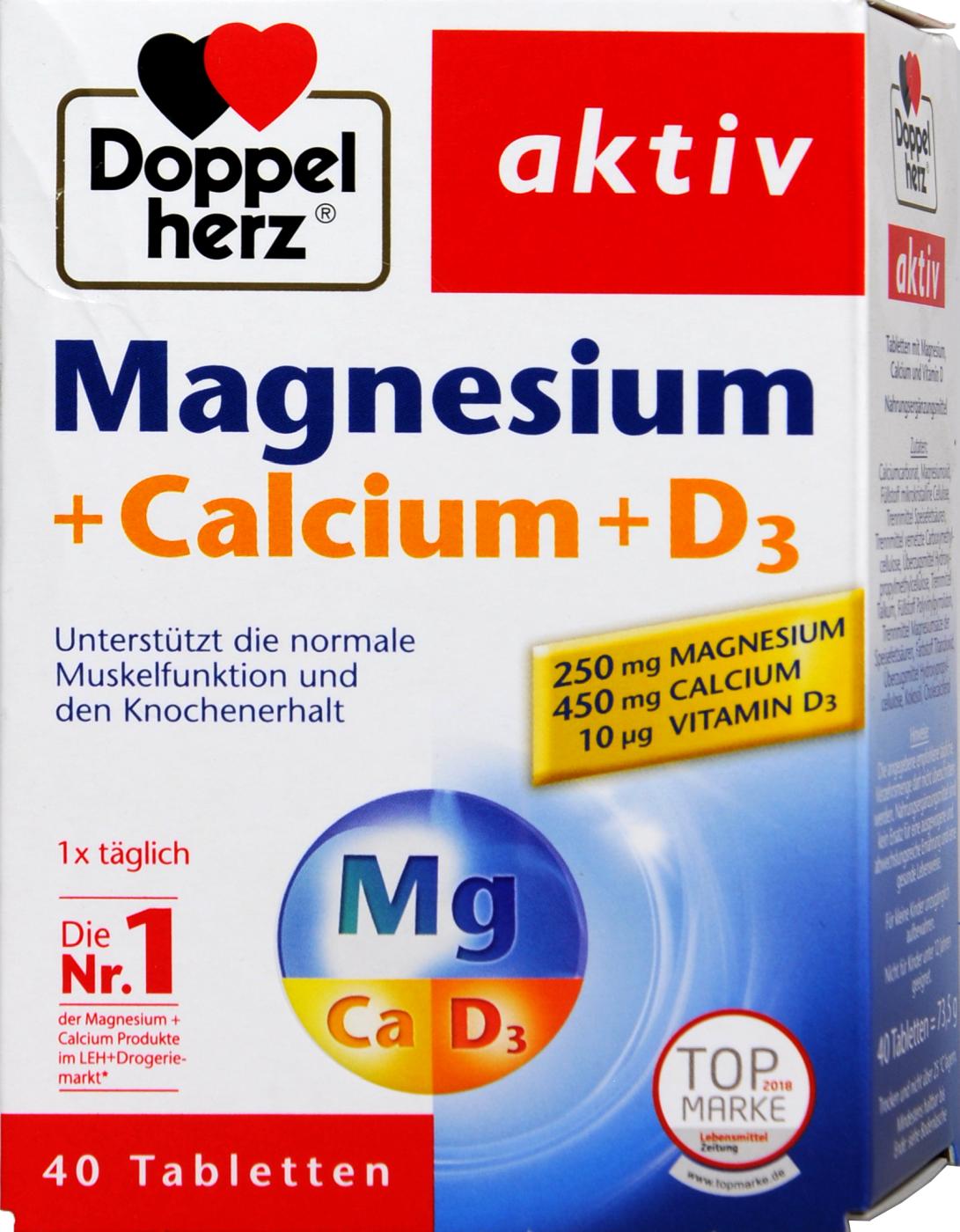 Doppelherz Magnesium + Calcium + D3 Tabletten - 40 Stück Doppelherz Magnesium + Calcium + D3 Tabletten - 40 Stück