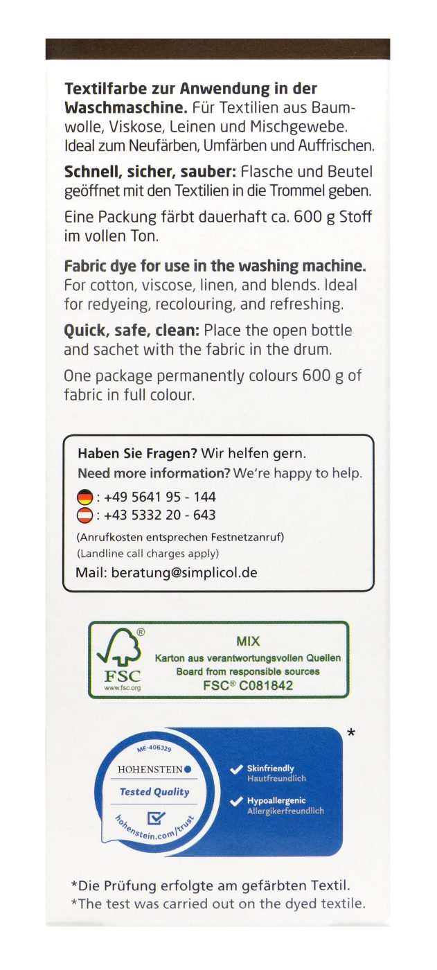 Simplicol Intensiv Espresso-Braun Textilfarbe - 1816 Simplicol Intensiv Espresso-Braun Textilfarbe - 1816