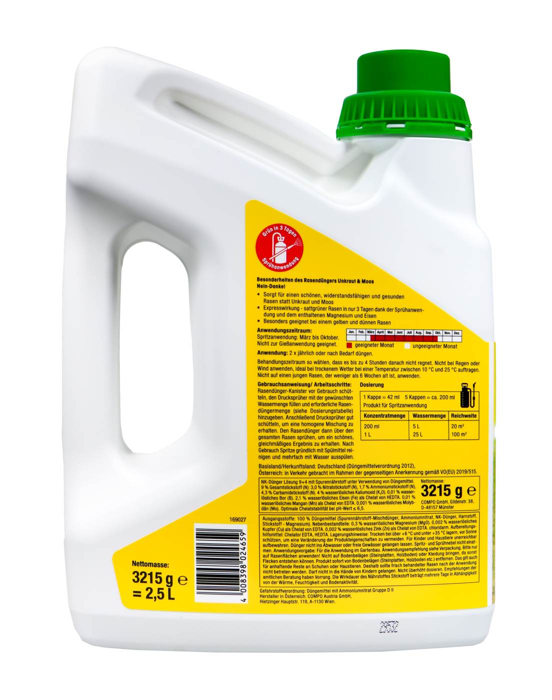 Compo Rasendünger Unkraut & Moos Nein danke! - 2,5 l Compo Rasendünger Unkraut & Moos Nein danke! - 2,5 l