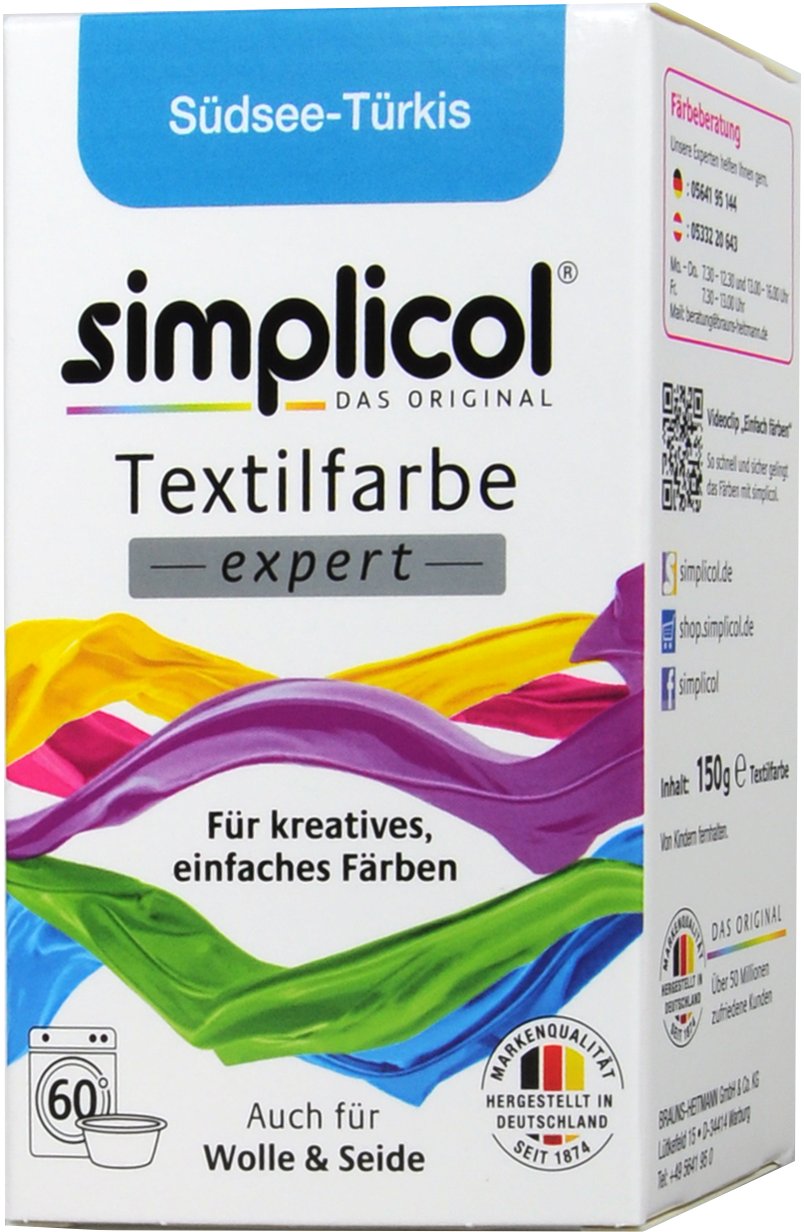 Simplicol Expert Südsee-Türkis Textilfarbe - 1711 - 150 g Simplicol Expert Südsee-Türkis Textilfarbe - 1711 - 150 g
