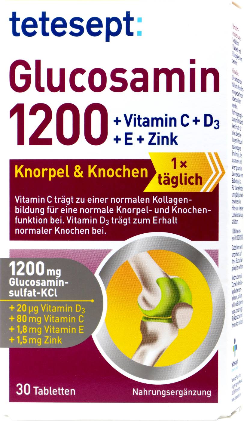 Tetesept Glucosamin 1200 +Vit.C+D3+E+Zink - 30 Stück Tetesept Glucosamin 1200 +Vit.C+D3+E+Zink - 30 Stück