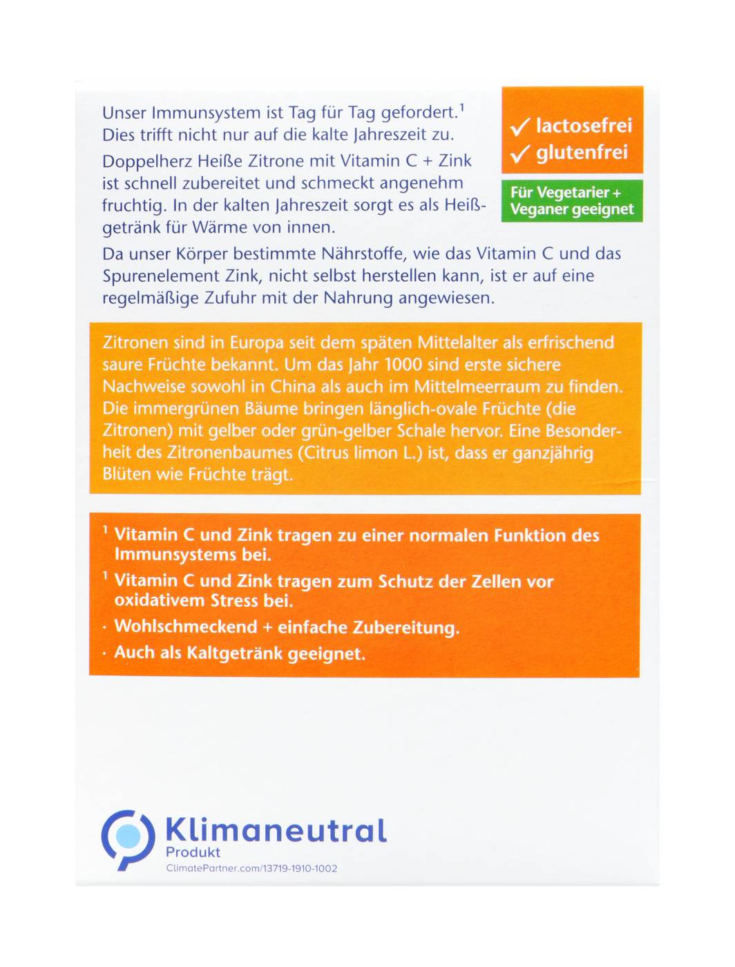 Doppelherz Heiße Zitrone Vitamin C + Zink - 10 Stück Doppelherz Heiße Zitrone Vitamin C + Zink - 10 Stück