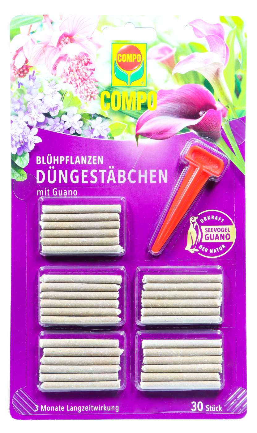 Compo Blühpflanzen Düngestäbchen mit Guano - 30 Stück Compo Blühpflanzen Düngestäbchen mit Guano - 30 Stück