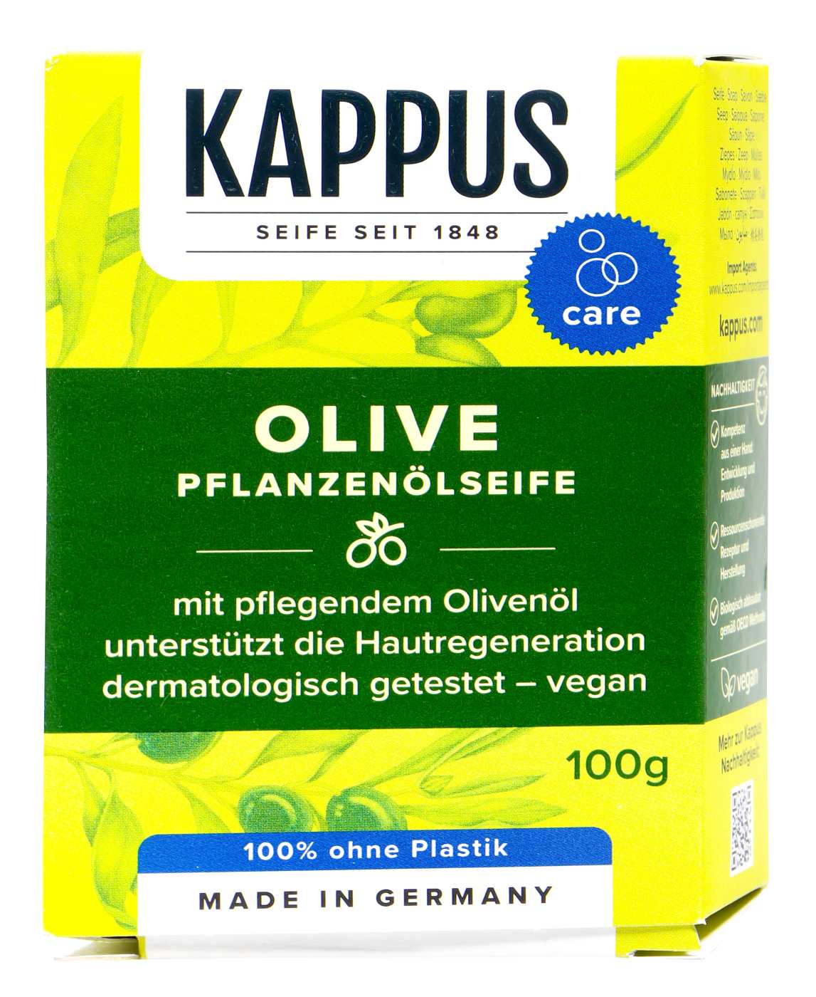Kappus Oliven Pflanzenölseife - 100 g Kappus Oliven Pflanzenölseife - 100 g
