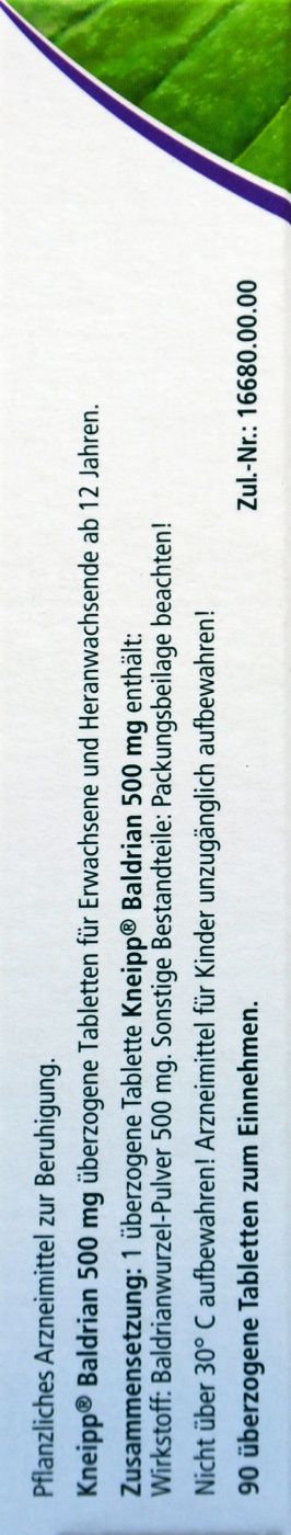 Kneipp Baldrian Nervenkraft 500 mg Filmtabletten - 30 Stück Kneipp Baldrian Nervenkraft 500 mg Filmtabletten - 30 Stück