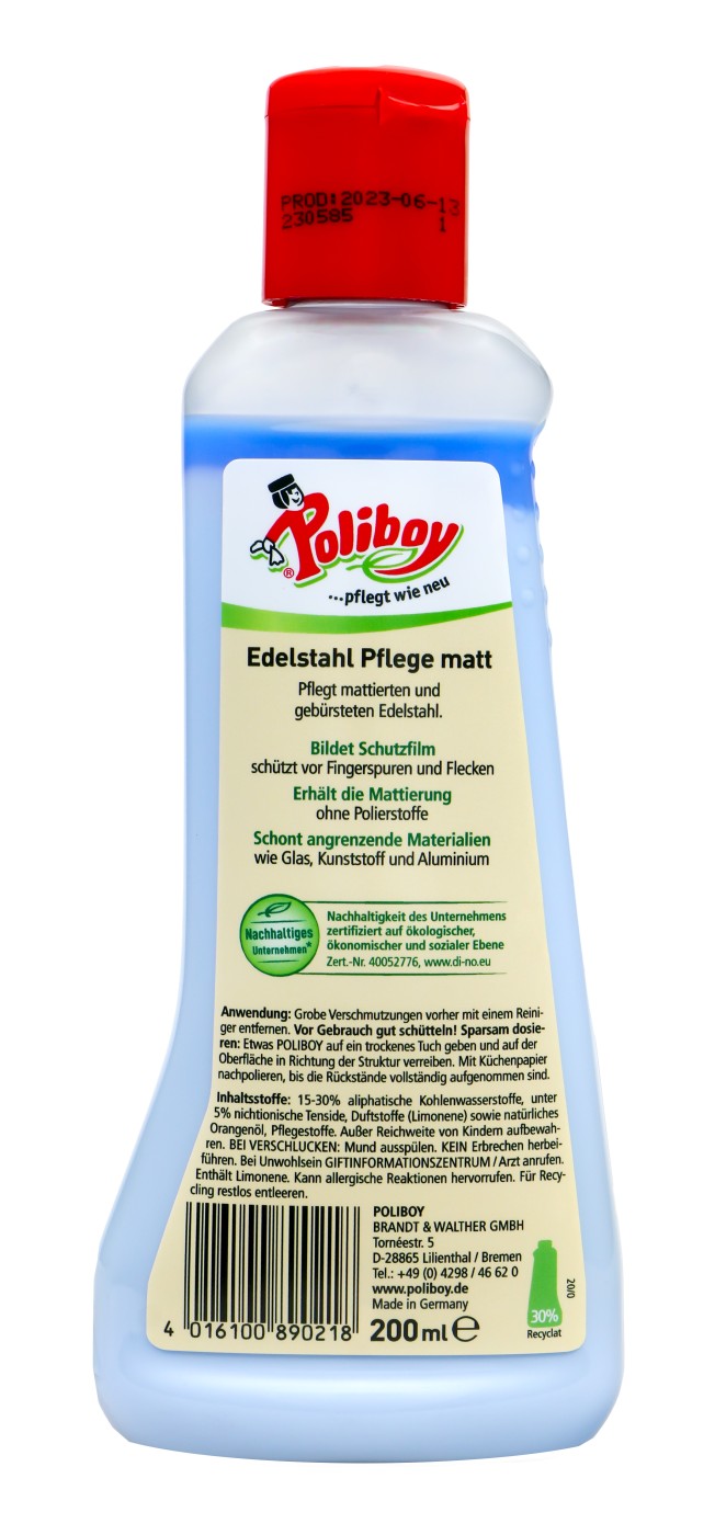 Poliboy Edelstahl Pflege Matt - 200 ml Poliboy Edelstahl Pflege Matt - 200 ml