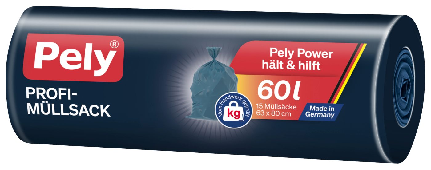 Pely Klimaneutral Profi 60 l Müllsack mit Verschlussband - 15 Stück Pely Klimaneutral Profi 60 l Müllsack mit Verschlussband - 15 Stück