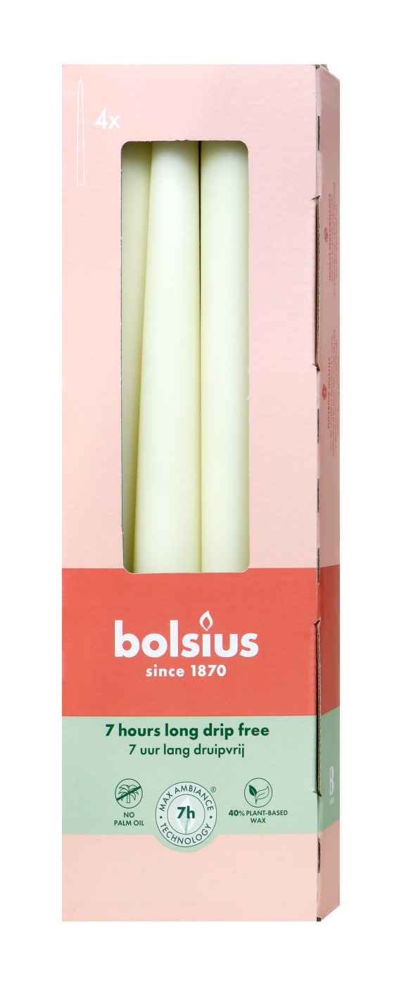 Bolsius Spitzkerze Elfenbein - 4 Stück
