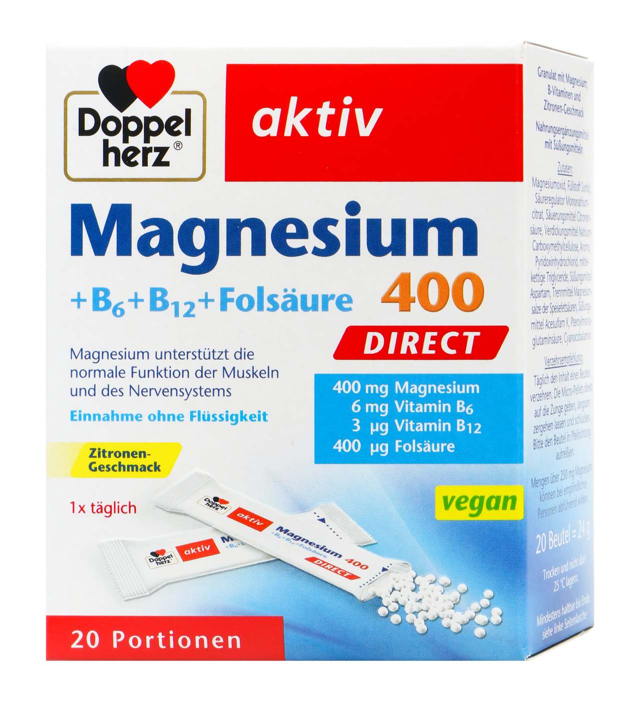 Doppelherz Magnesium + B6 + B12 Direct - 20 Stück Doppelherz Magnesium + B6 + B12 Direct - 20 Stück
