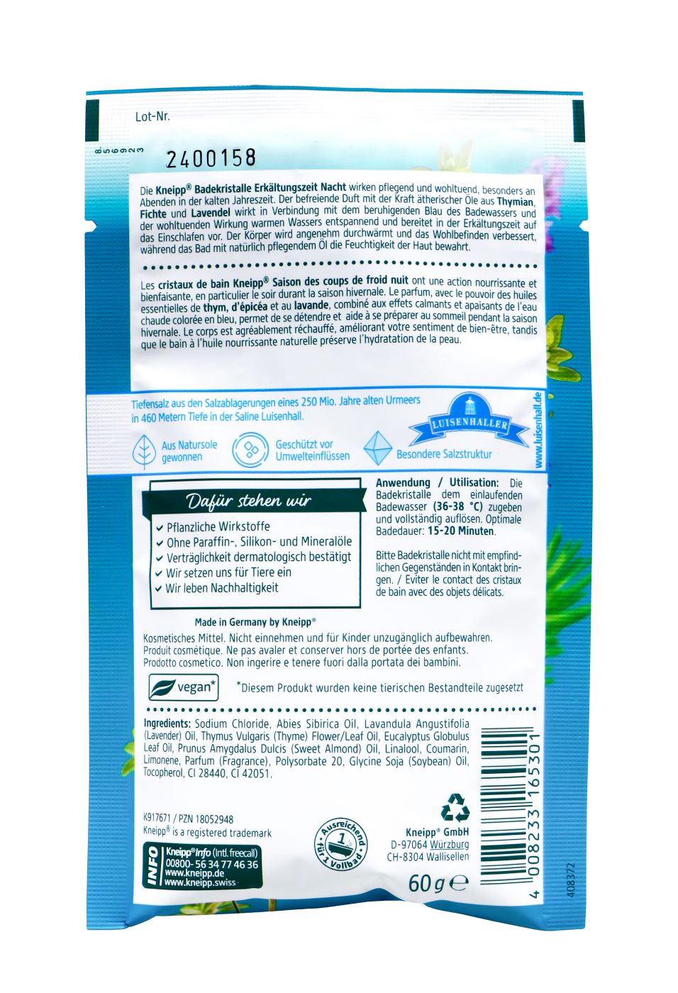Kneipp Badekristalle Erkältungszeit Nacht - 60 g Kneipp Badekristalle Erkältungszeit Nacht - 60 g