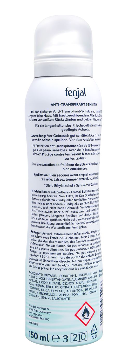 Fenjal Deo Spray Anti Transpirant Sensitive 48h - 150 ml Fenjal Deo Spray Anti Transpirant Sensitive 48h - 150 ml