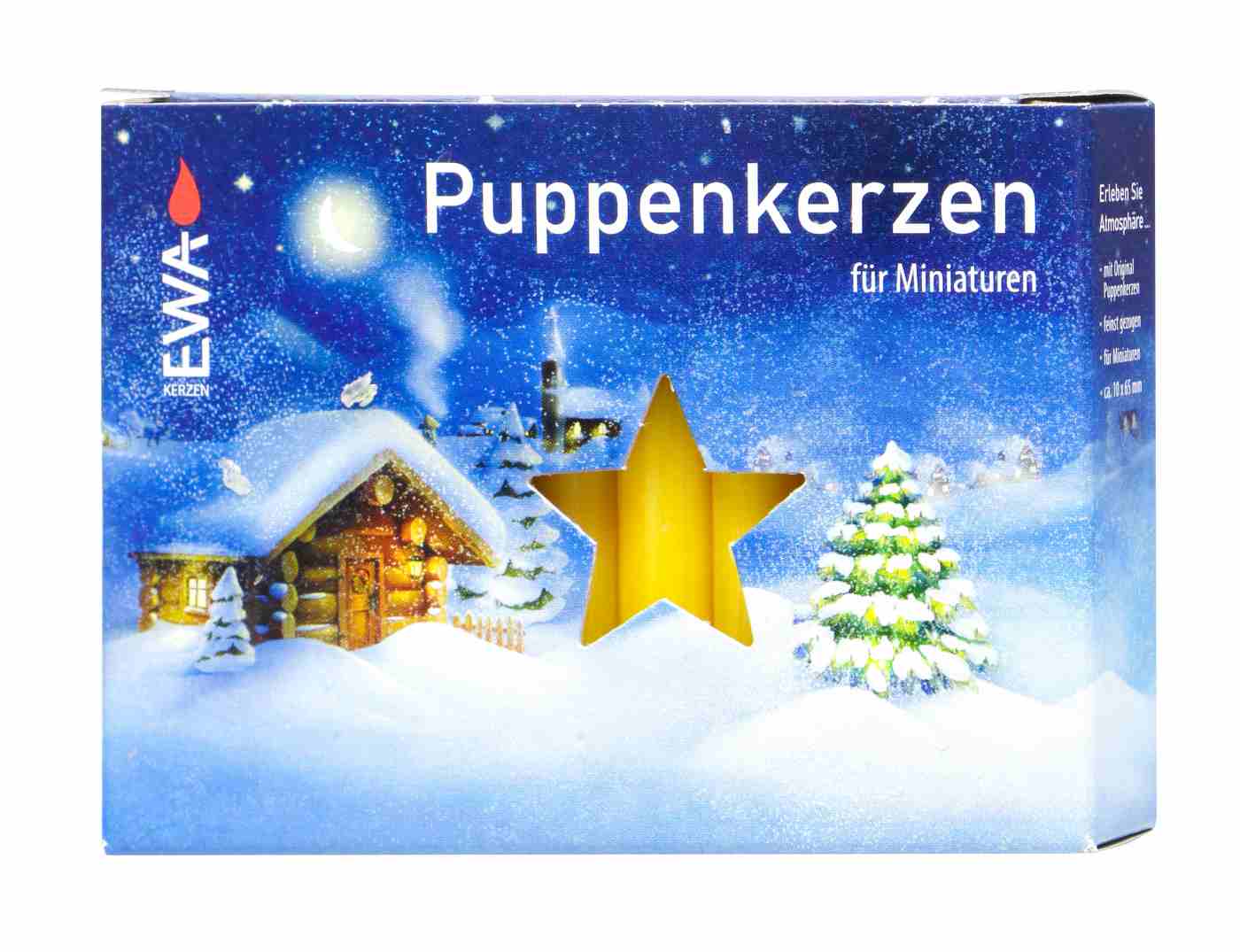 EWA Puppenkerzen 10 x 65 mm - Natur - 20 Stück