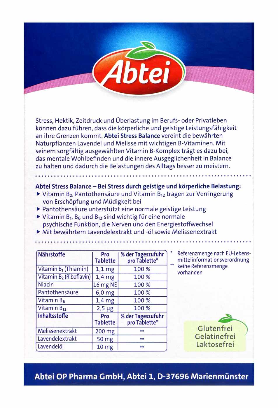Abtei Stress Balance Lavendel + Melisse - 30 Stück Abtei Stress Balance Lavendel + Melisse - 30 Stück