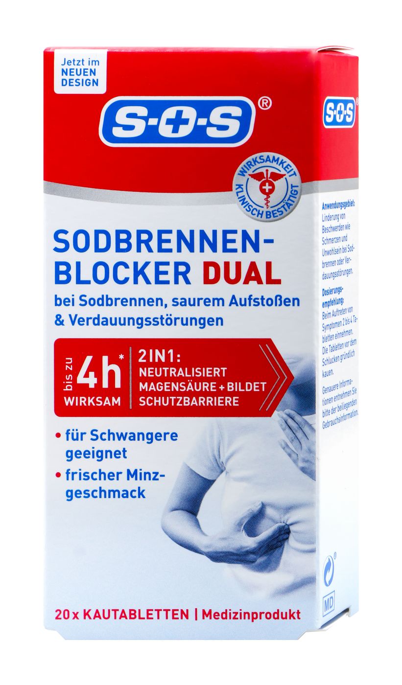 SOS Sodbrennen Blocker Dual Kautabletten - 20 Stück SOS Sodbrennen Blocker Dual Kautabletten - 20 Stück