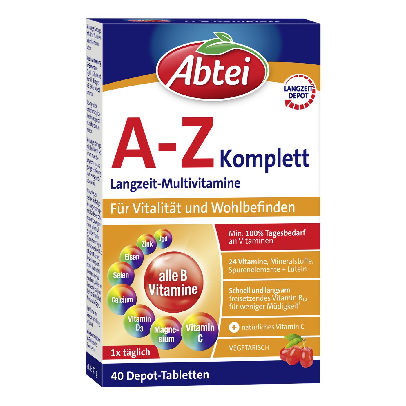 Abtei A-Z Komplett Langzeit Multivitamine - 40 Stück Abtei A-Z Komplett Langzeit Multivitamine - 40 Stück